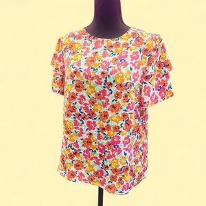 Floral Multicolor Women's Top Medium